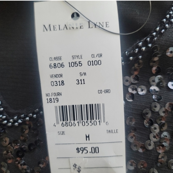 NWT Melanie Lyne Textured Sequins Chiffon Long Sleeve Top  Size Medium - Picture 12 of 13